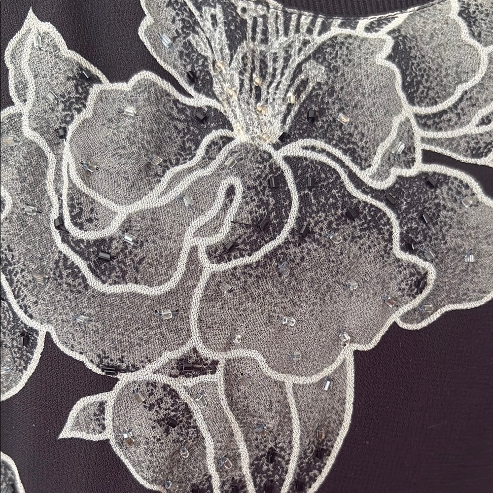 Beaded Black Floral Dress - Picture 3 of 11